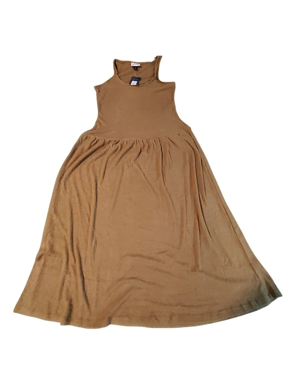 Universal Thread Ribbed knit fabri Midi Tank Dress Sustainable Tan/Olive Medium